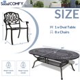 thumbnail image 5 of 9-Piece Patio Cast Aluminum Dining Set, Outdoor Dining Furniture Set for 8 Person, Includes 84" Oval Table and 8 Chairs with Umbrella Hole for Patio Deck Garden, 5 of 6