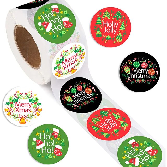 Pegatinas de Feliz Navidad de 1 pulgada, etiquetas redondas de oro y plata para sellar, pegatinas hechas a mano, etiquetas de paquete de caja de tarjeta, 50-500 piezas