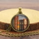 thumbnail image 3 of Collar para mujer, joyería para mujer, joyería vintage para mujer, collar de moda con colgante de biblioteca y libros, collar de hojas., 3 of 3