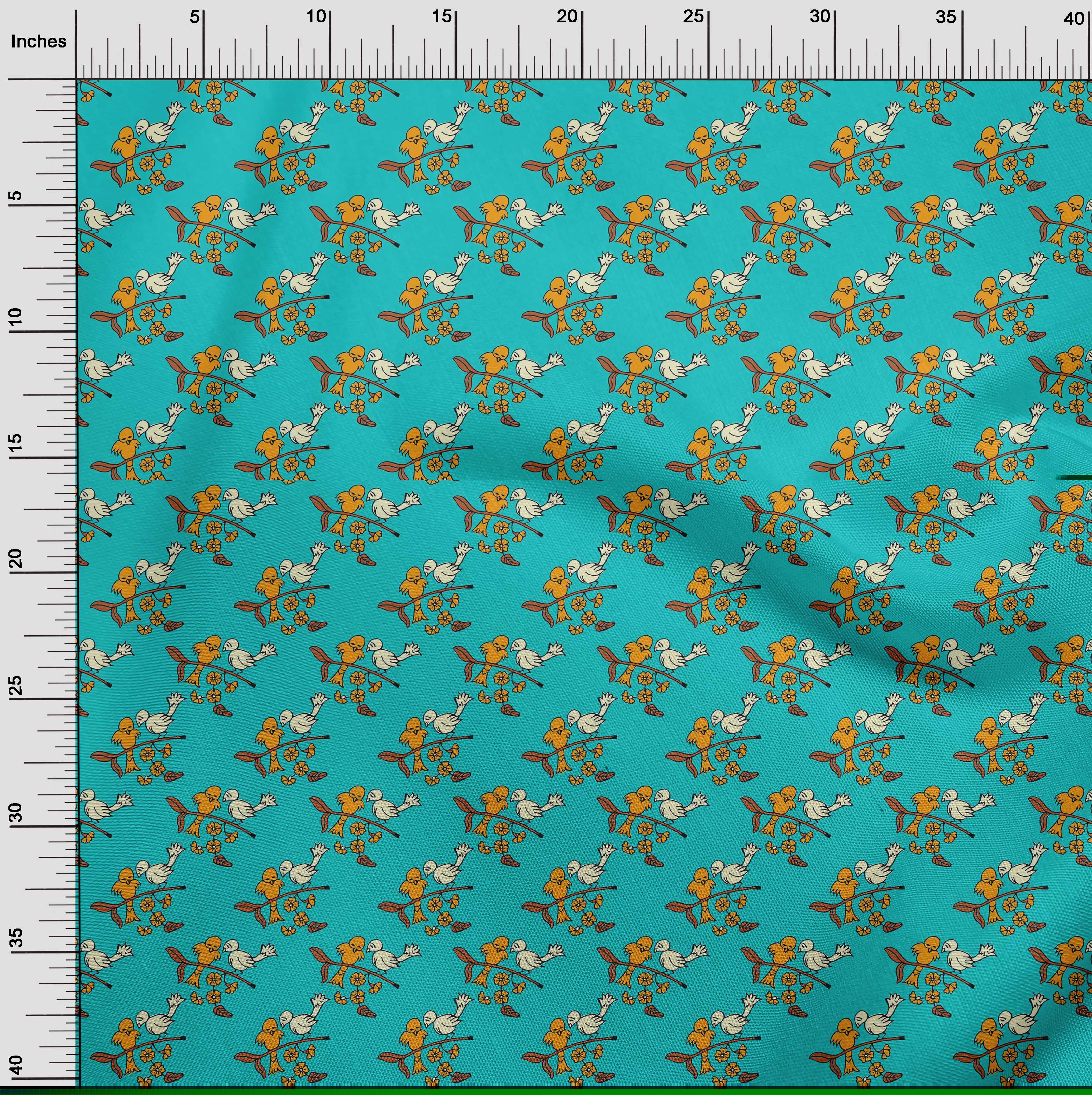 thumbnail image 3 of oneOone Cotton Flex Fabric Leaves|Bird & Floral Block Print Sewing Fabric BTY 40 Inch Wide, 3 of 4