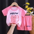 thumbnail image 2 of HCNTES Toddler Baby Girl Boy Spring Summer Clothes Short Sleeves T-Shirt Tops + Shorts Cute Outfits Set For 2t 3t 4t 5t 6t 7t Pajamas for Kid Shorts and T-shirt(M01-Pink,7-8 Years), 2 of 4