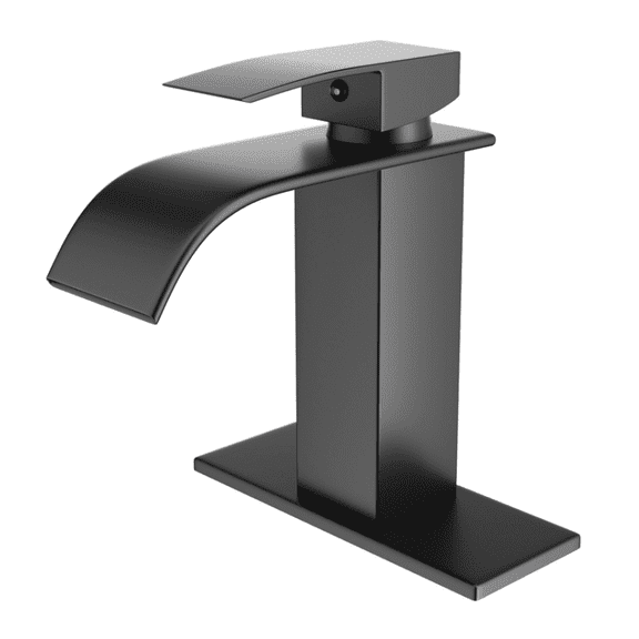 Arcticwind Bathroom Faucet with Waterfall Spout, Matte Black Modern Single Handle Bathroom Faucets,Single Handle Single Hole Bathroom Sink Faucet,RV Vanity Compatible