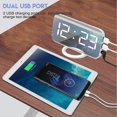 thumbnail image 3 of Digital Alarm Clock, 6.6" Large Mirrored LED Clock with Dual USB Charger Ports | Easy Snooze Function | 3 Adjustable Brightness Suitable for Bedroom H, 3 of 5