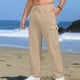 thumbnail image 1 of Pantalones largos para hombre, moda informal, color liso, con bolsillos, lazo, cordón, rectos, tubo, blusa y pantalón de poliéster., 1 of 4