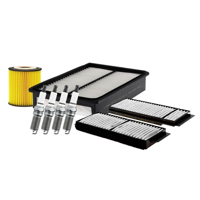 Kit De Bujías Doble Platino, Filtro De Aire, Filtro De Aceite Y Filtro De Cabina 7 PIEZAS Afinación Sin Aceite Compatible con 3 2006 A 2009 Mazda L4 2.3L
