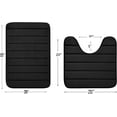 thumbnail image 3 of 2 Piece Striped Design Solid Memory Foam Bathroom Rug Set Non-Slip, 3 of 7