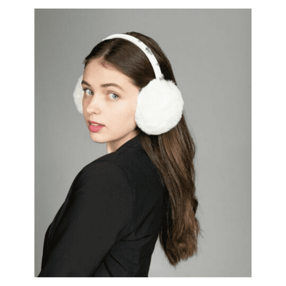 INC International Concepts Faux Fur Gemstone Earmuffs, Ivory, One Size