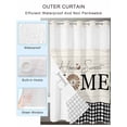 thumbnail image 2 of No Hook Cloth Fabric Shower Curtain with Snap in Liner, Home Windmill Black Plaid Waterproof Shower Curtains Set with See Through Top Window, Beige Wooden Farmhouse Bath Curtains Shower 36"x78", 2 of 6