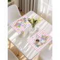 thumbnail image 5 of Easter Placemats Set of 4, Spring Watercolor Bunny Eggs Butterflies Pink Plaid Placemats for Dining Table, Place Mats for Kitchen Tabletop, Waterproof Wipeable Dining Table Mats Set, 5 of 9