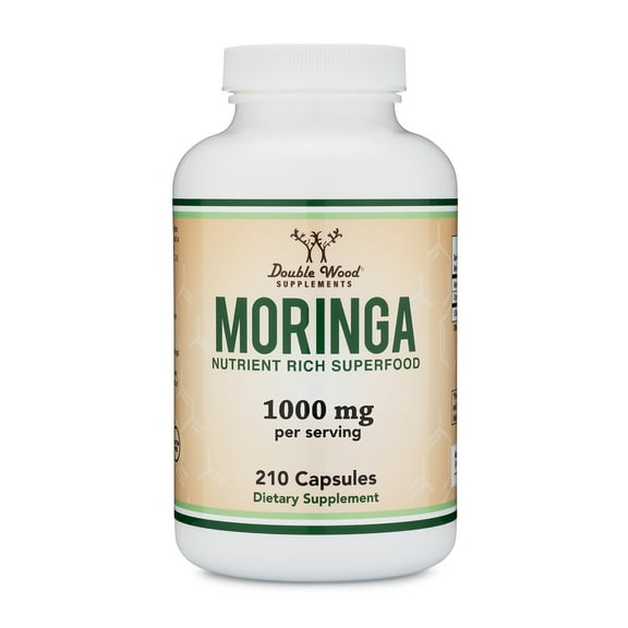 Moringa Powder Capsules - Organic and Vegan (210 Count, 1,000mg Per Serving) Amazing Green Superfood from Moringa Oleifera Leaf by Double Wood Supplements