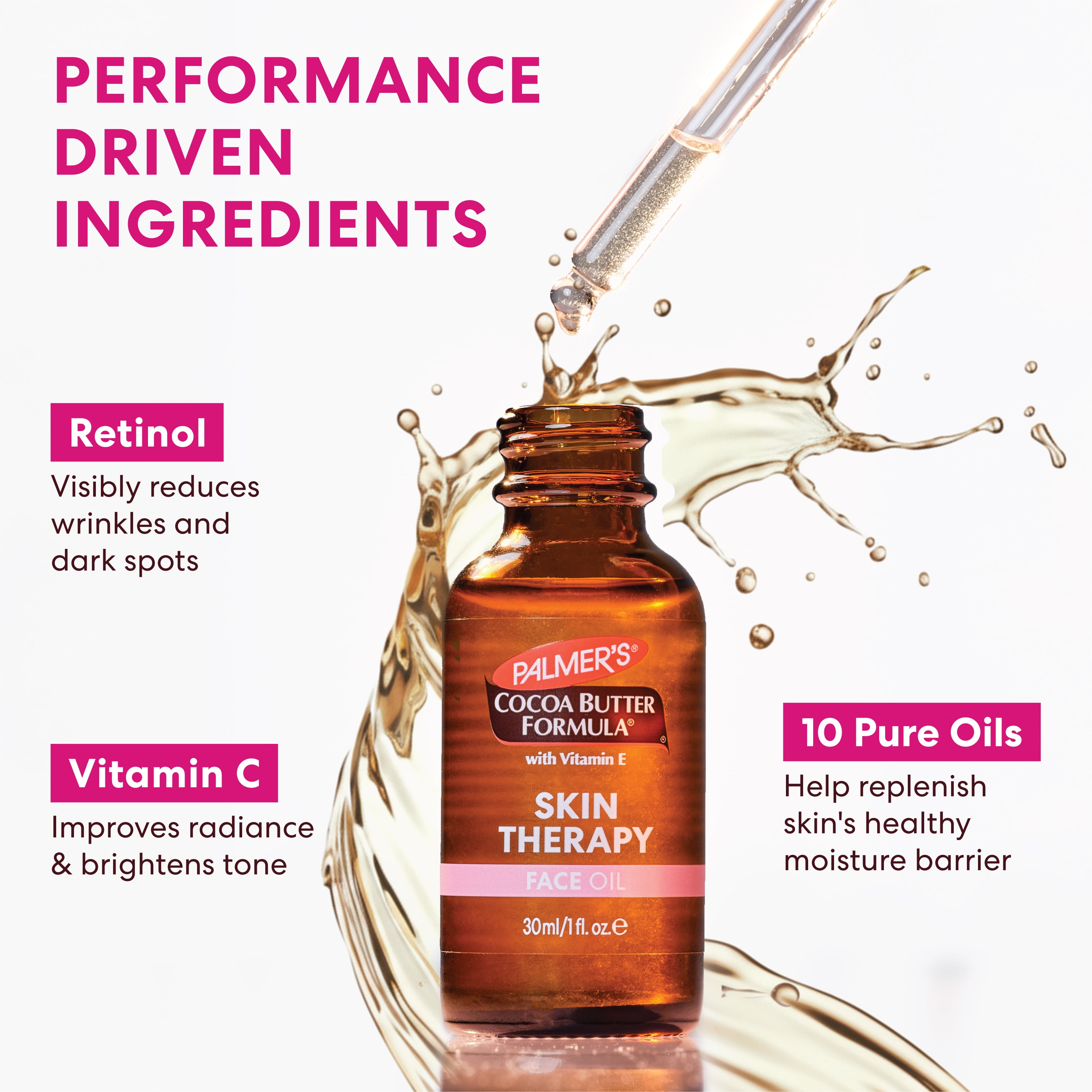 (2 pack) Palmer's Cocoa Butter Formula Rosehip Fragrance Skin Therapy Oil for Face, Vitamin C Retinol, 1 fl oz
