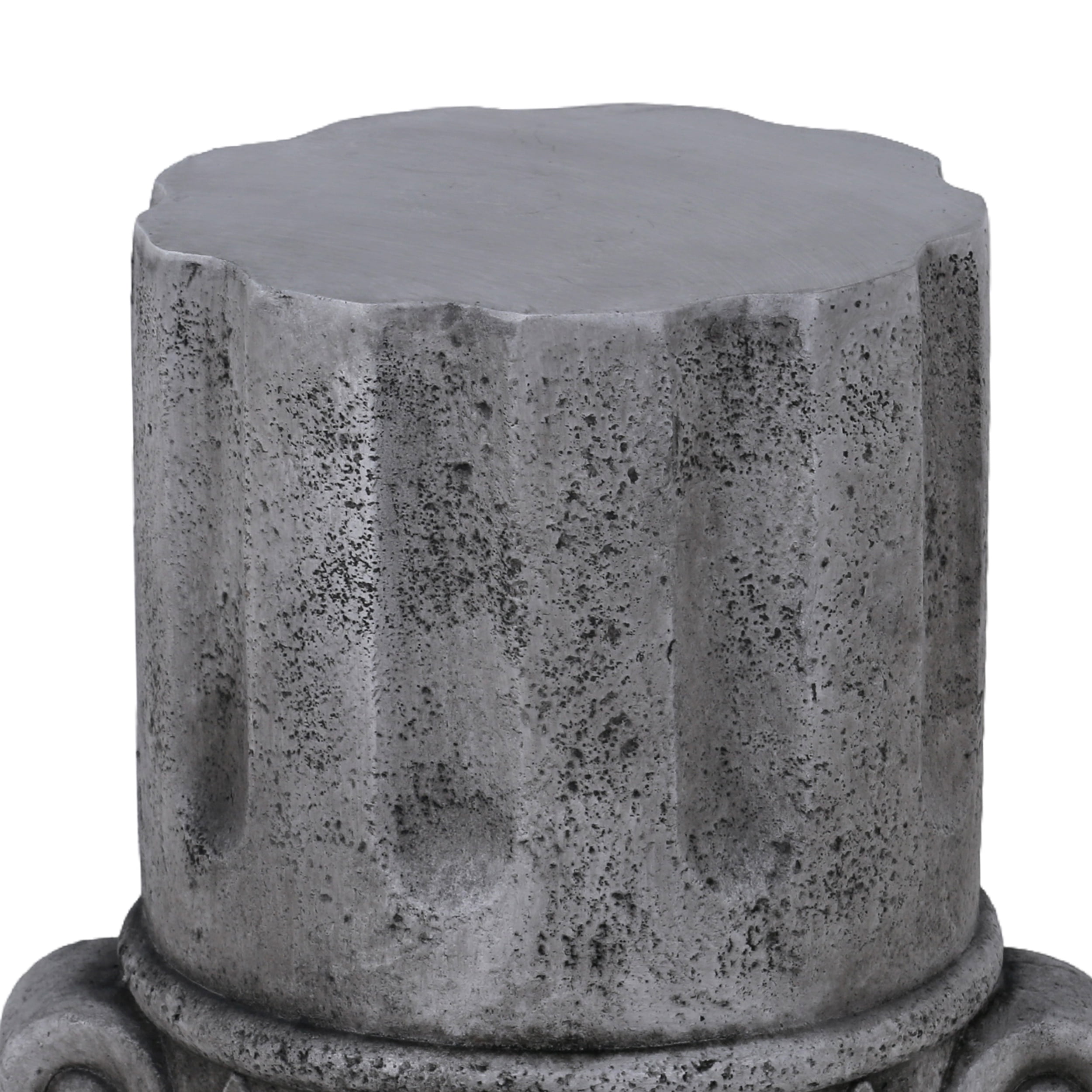 Cement Side Table, Modern Small Round Accent End Table for Patio Garden Backyard Outdoor Rest Area, Antique Grey