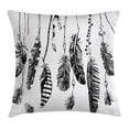 thumbnail image 1 of Feather House Decor Throw Pillow Cushion Cover, Simplistic Hand Drawn Design of Indian Feathers with Grunge Ritual Print, Decorative Square Accent Pillow Case, 24 X 24 Inches, Grey, by Ambesonne, 1 of 1