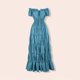 thumbnail image 1 of Faldas largas Vestido largo informal para mujer, con cordones, cuello oblicuo, color sólido, ajuste holgado, traje de vacaciones Kuymtek Azul T M para Mujer, 1 of 6