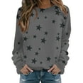 thumbnail image 2 of Gray Womens Sweatshirt Women's Star Print Hatless Sweatshirt Long Sleeve Fashion Top Sweatshirt Loose Pullover Top Fall Clothes for Women, 2 of 5
