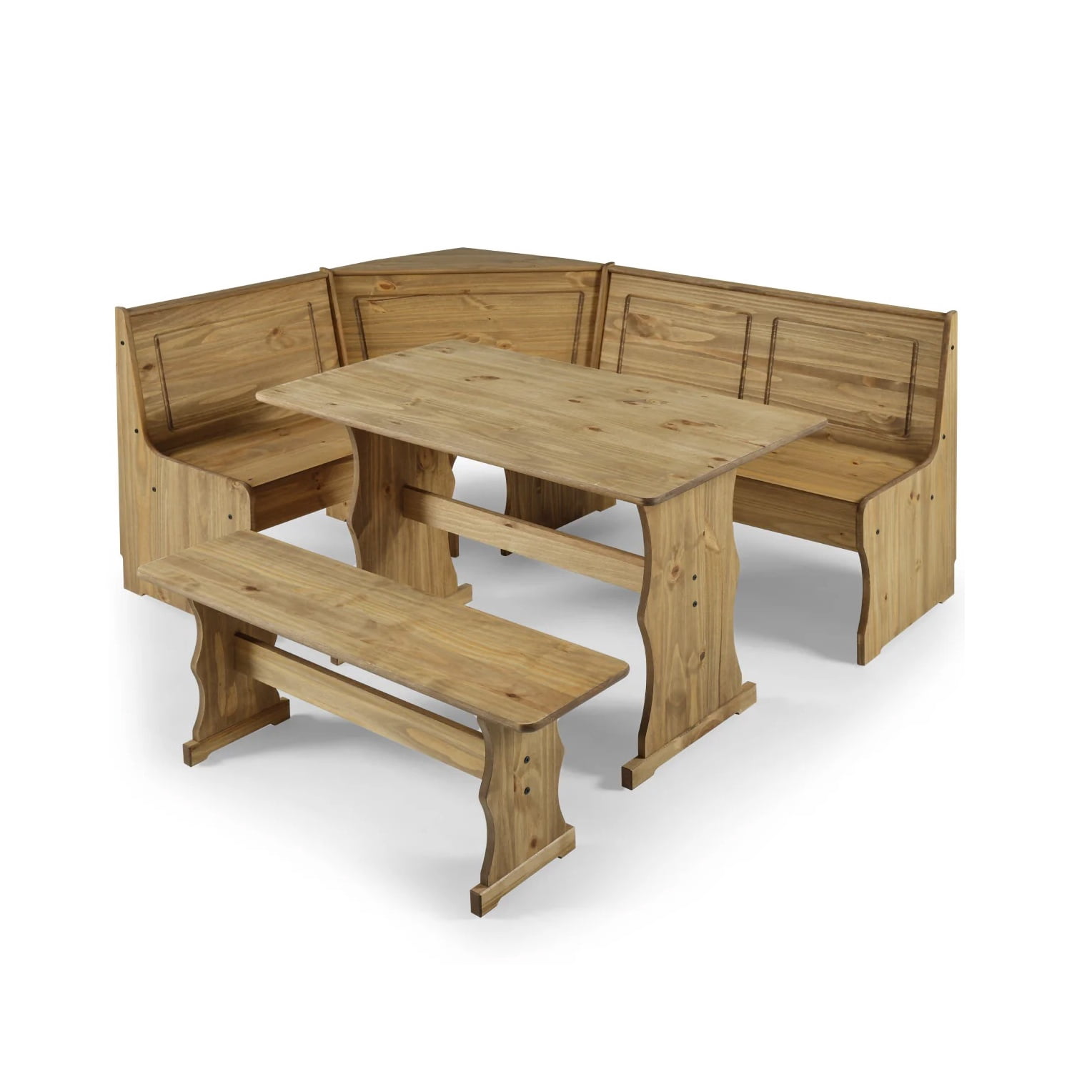OS Home and Office Furniture Solid Pine Corner Dining Booth in Brown