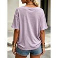 thumbnail image 5 of Summer Women's Casual Solid Color T-shirt Half Sleeved Simple V-neck Tee Tops, 5 of 6