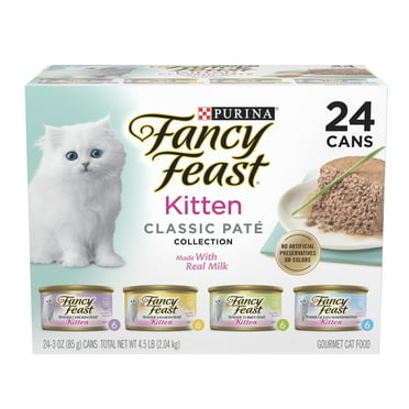 Purina Fancy Feast Tender Ocean Whitefish, Turkey, Chicken and Salmon Feasts Wet Kitten Food Variety Pack - (Pack of 24) 3 oz. Boxes SHC70