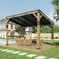 thumbnail image 3 of Jocisland 10x14 FT Wood Grill Gazebo with Permanent Galvanized Steel Lean Canopy & Built-in Shelf, 3 of 8