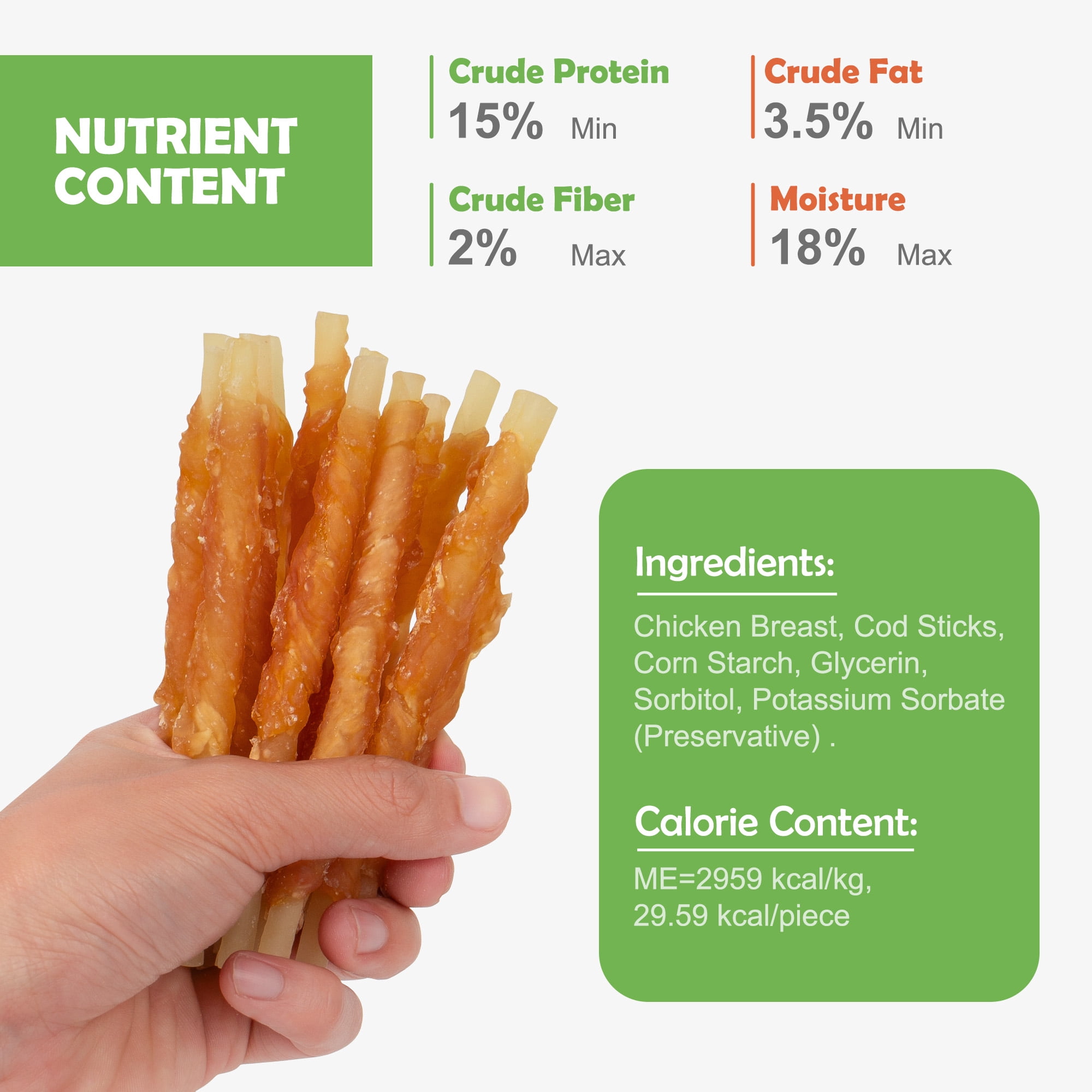 MON2SUN Chicken Wrapped Cod Sticks Small Dog Treats, 14 oz (40 Count)