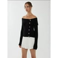 thumbnail image 4 of Off Shoulder Button Detail Sweater, 4 of 6