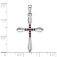 thumbnail image 4 of Sterling Silver Rhodium-Plated Garnet Cross Pendant (Width 21.98) - Jbsp, 4 of 5