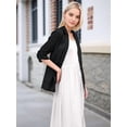 thumbnail image 5 of Women'S Lightweights Lapel Three-Quarter Sleeve Elastic Pleated Fully Lined Casual Work Jacket with Pockets Black M, 5 of 9