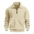 thumbnail image 4 of Zimjoy Quarter Zip Pullover Men Long Sleeve Mock Neck 1/4 Zipper Pullover Casual Sweat Shirt Quarter Zip Sweatshirt Lightweight Fall Clothes, Khaki L, 4 of 5