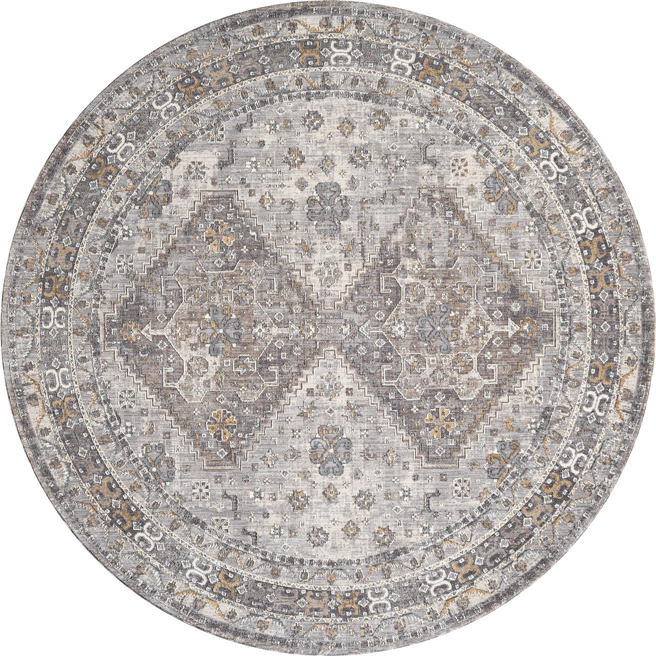 United Weavers Utopia Chester Oriental Border Round Rug, Grey, 7'11" x 7'11"