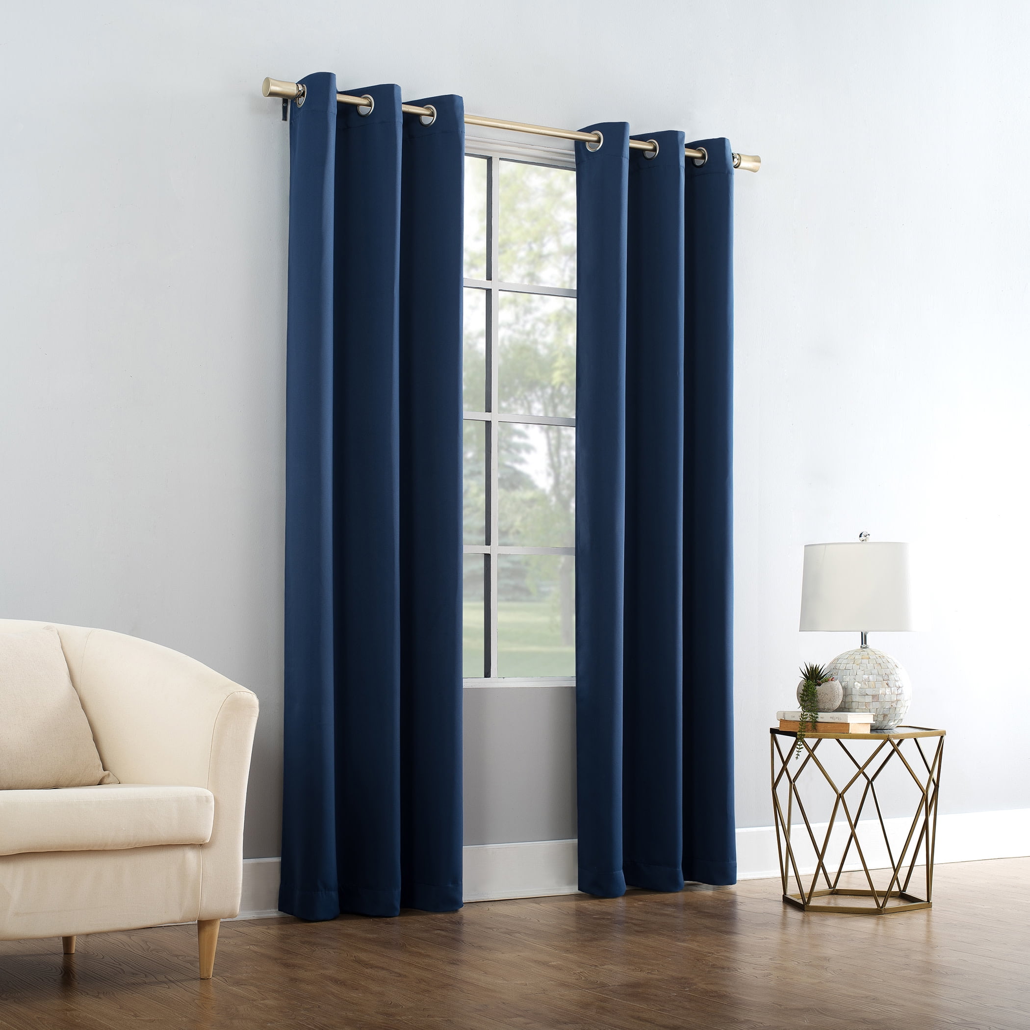 Mainstays Blackout Grommet Single Curtain Panel, 1 Panel, Blue, 40"W x 63"L