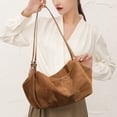thumbnail image 3 of Suede Cow Leather Hobo Bag, Soft Slouch Shoulder Handbag, 13.78x5.91x7.87inch, 3 of 7