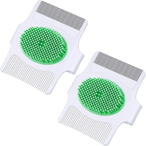 HEIBIN2 Pieces Cradle Cap Brush and Comb, 3-In-1 Design Cradle Cap Brush Safe Baby's Scalp Brush with Soft Rubber Bristles, Help Gently Massage Care Scalp (Green)