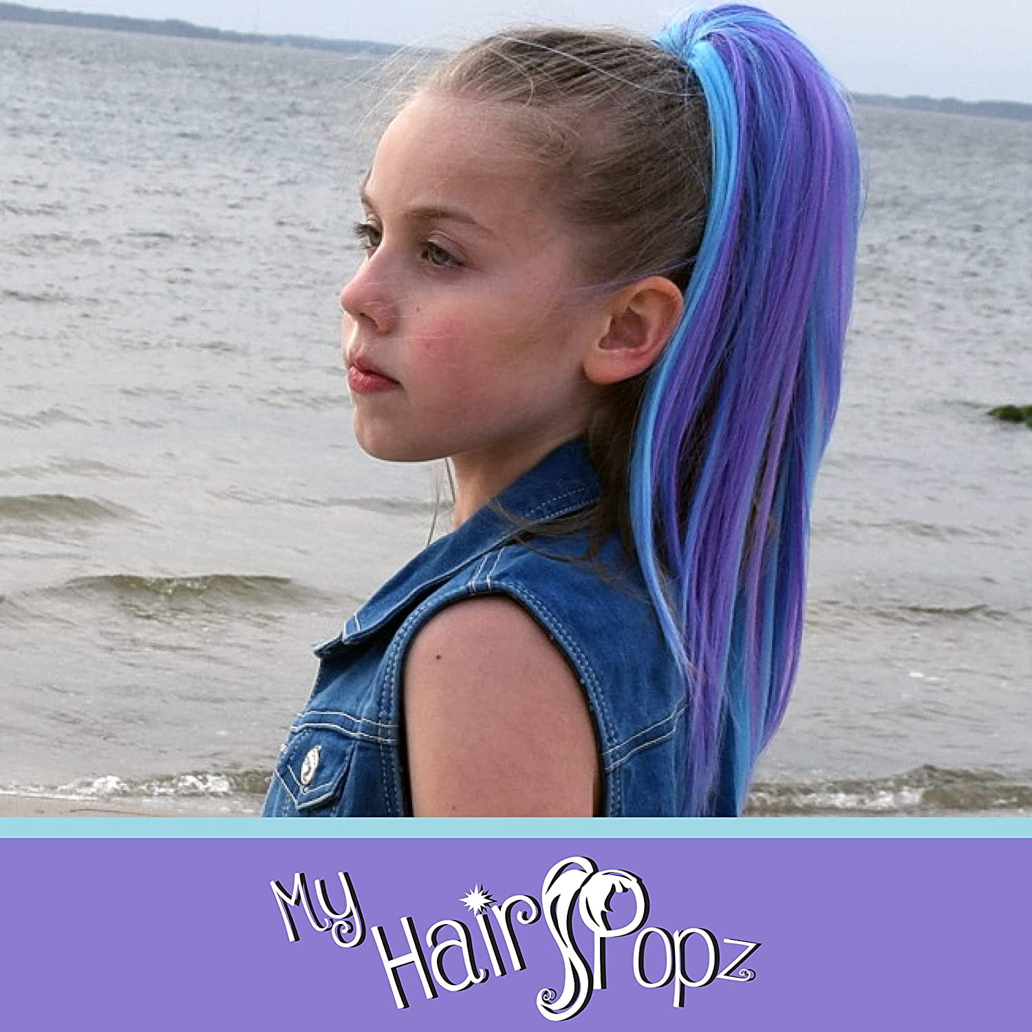 My Hair Popz Colorful Clip-in Hair Extensions for Kids - Rainbow Unicorn Hair Accessories for Girls