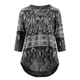 thumbnail image 4 of Fancyglim Women 3/4 Roll Sleeve Tunic Top V Neck Casual Blouse Shirt Black 2xl, 4 of 6