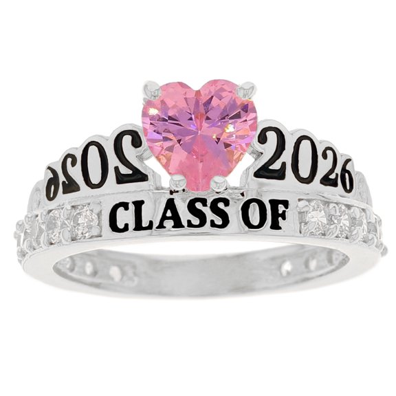 JackAni 10k White Gold Simulated Tourmaline October Birthstone Gorgeous 2026 Graduation Ring - Size 5.00