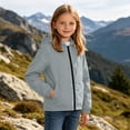 thumbnail image 5 of Wlynlyn Girls Rain Jacket Waterproof Hooded Raincoats Outdoor School Daily Travel Lightweight Windbreaker Raincoat(Gray,15-16 Years), 5 of 8