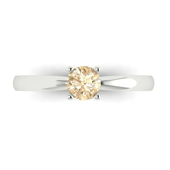 0.5 ctw Solitaire Anniversary Ring for Women | Round Cut Natural Morganite | Hyperallergenic Solid 14K White Gold