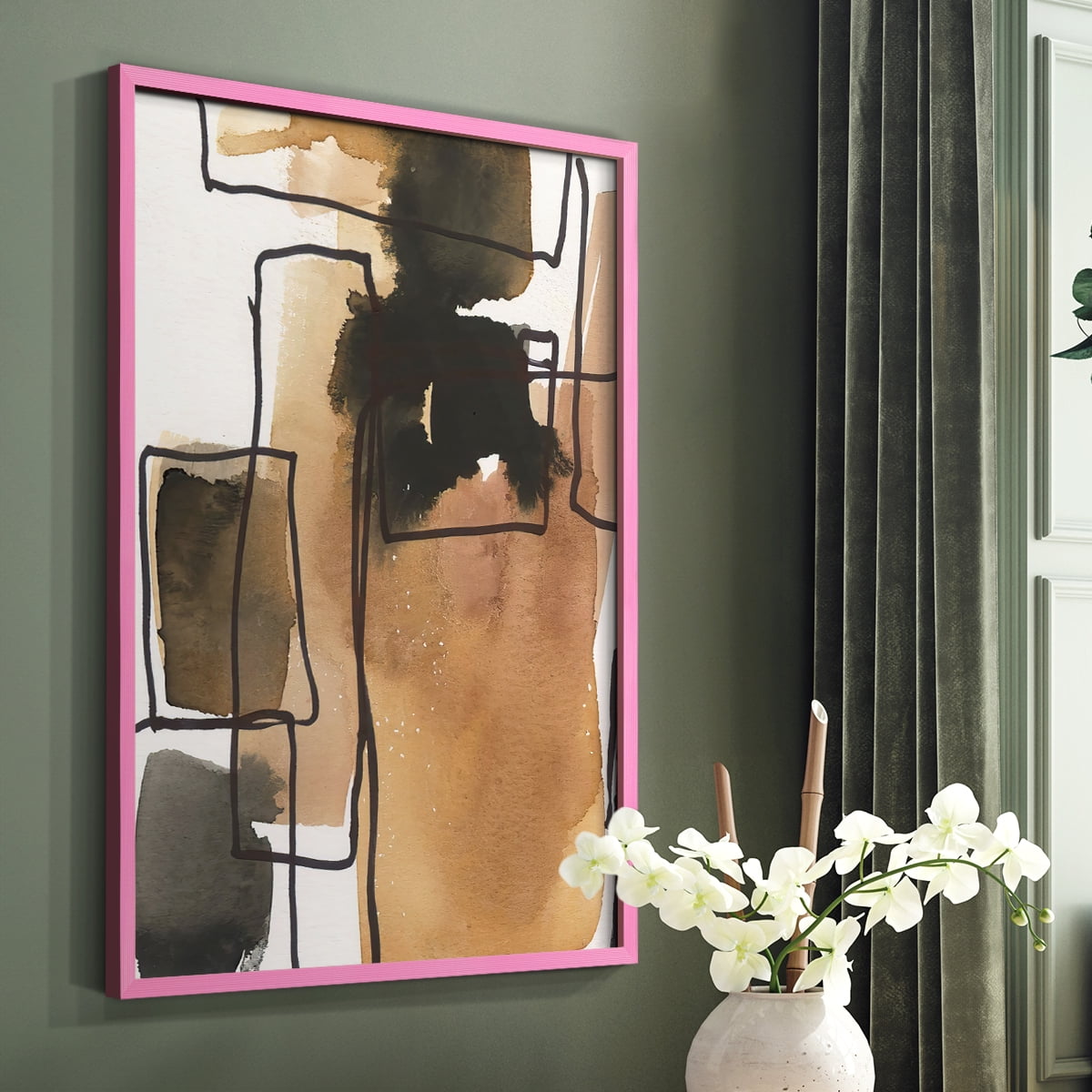 Retro Vibe IV in Pink Solid Wood 8 x 10 Framed Print