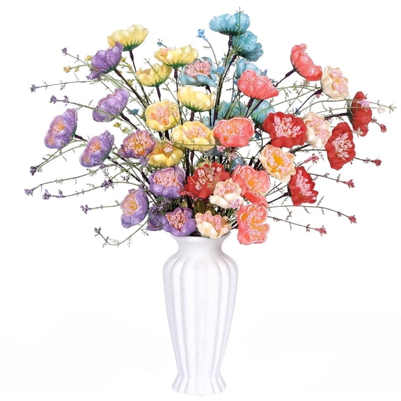 WETRBWEH 6 Pcs Artificial Azalea Bouquet, Colorful Faux Silk Flowers for Home Wedding Party Decor
