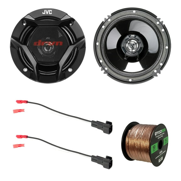 300-Watt 6.5" 2-Way Coaxial Speakers - Pair, Enrock Speaker Harness, 16 Gauge 50 Foot Speaker Wire - Fits Select 1998-UP Ford Vehicles