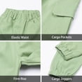 thumbnail image 3 of LittleSpring 4T Boys Pants with Elastic Waist Relaxed Fit Cargo Pants Twill Midweight Solid Green, 3 of 6
