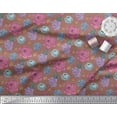 thumbnail image 3 of Soimoi polyester Crepe Fabric Leaves,Periwinkle & Peony Floral Printed Fabric 1 Yard 52 Inch Wide, 3 of 3