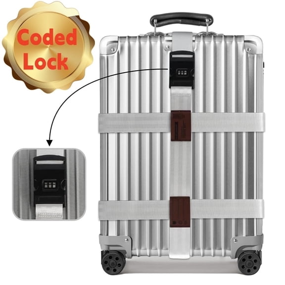 Youersen Adjustable Luggage Straps with Combination Lock for Travel Suitcases, Suitable 20'' to 32''