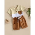 thumbnail image 3 of Bagilaanoe 2pcs Toddler Baby Boy Short Pants Set Patchwork Short Sleeve T-Shirt Tops + Shorts 6M 12M 18M 24M 3T Kids Casual Summer Outfits, 3 of 9