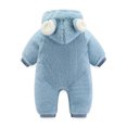 thumbnail image 4 of WOYY Boy's Romper Cute Bear Embroidery Hooded Jumpsuit Soft Warm Outerwear, 4 of 5