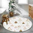 thumbnail image 4 of Abstract Christmas Tree Round Area&nbsp;Rug 4ft Winter Snowflake Gold Line Trees Non-Slip&nbsp;Washable Circle Rugs Soft Felt Indoor Floor Mat for Bedroom Kitchen Living Room Bathroom, 4 of 9