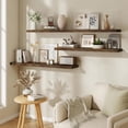thumbnail image 3 of 48 Inch Floating Shelves, 9.3 Inch Deep Wall Shelves for Bathroom, Living Room, Bedroom, Kitchen, Deep Long Shelf Wall Mounted 2 Pack Shelf for Books, Decor, Rustic Brown, 3 of 14