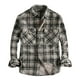 thumbnail image 2 of Blusa y camisa de manga larga con cuello vuelto para hombre, estilo vintage, con botones y bolsillos, a cuadros, de algodón., 2 of 9