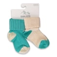 thumbnail image 3 of Sierra Socks Toddler Combed Cotton Ribbed Turn Cuff 2-Pack Socks (Teal/Cream, 2-4 years (Fits Shoe Size 6-11)), 3 of 4