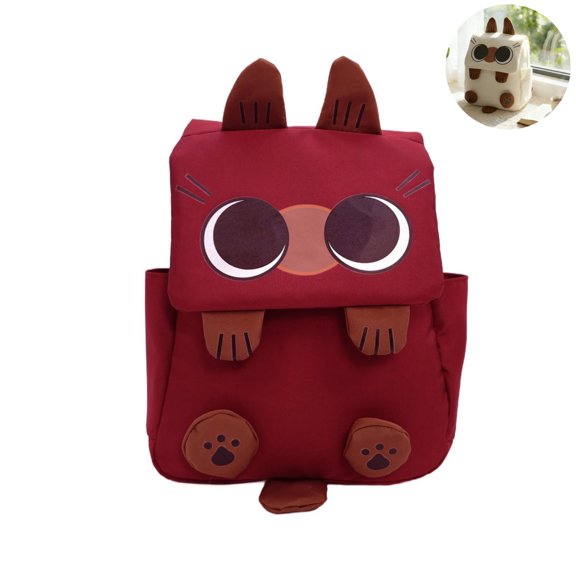 Cute 3D Cat Backpack, Flap Design Casual Daypack, Large Capacity Lightweight Nylon Backpack with Cat Paw Decor, Fashion Laptop Backpack for Back to School, Daily Travel & Commute